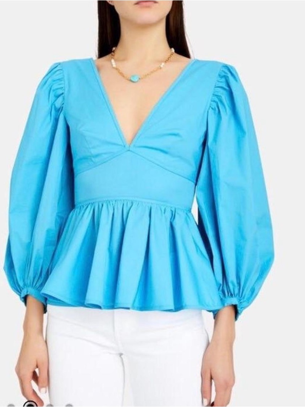 Staud Luna poplin sleeve cotton top